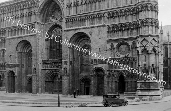 LINCOLN CATHEDRAL TOWERS & APPROACH FROM W.